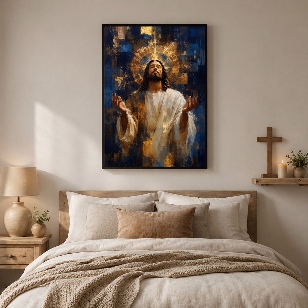 Radiant Glory: Modern Abstract Jesus Canvas Print