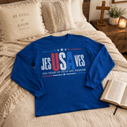Jesus Saves USA Unisex T-shirt, Women's T-shirt, Unisex Long Sleeve, Sweatshirt, Hoodie, Zip Hoodie