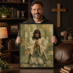Serenity in Prayer: Premium Earth Tone Jesus Canvas