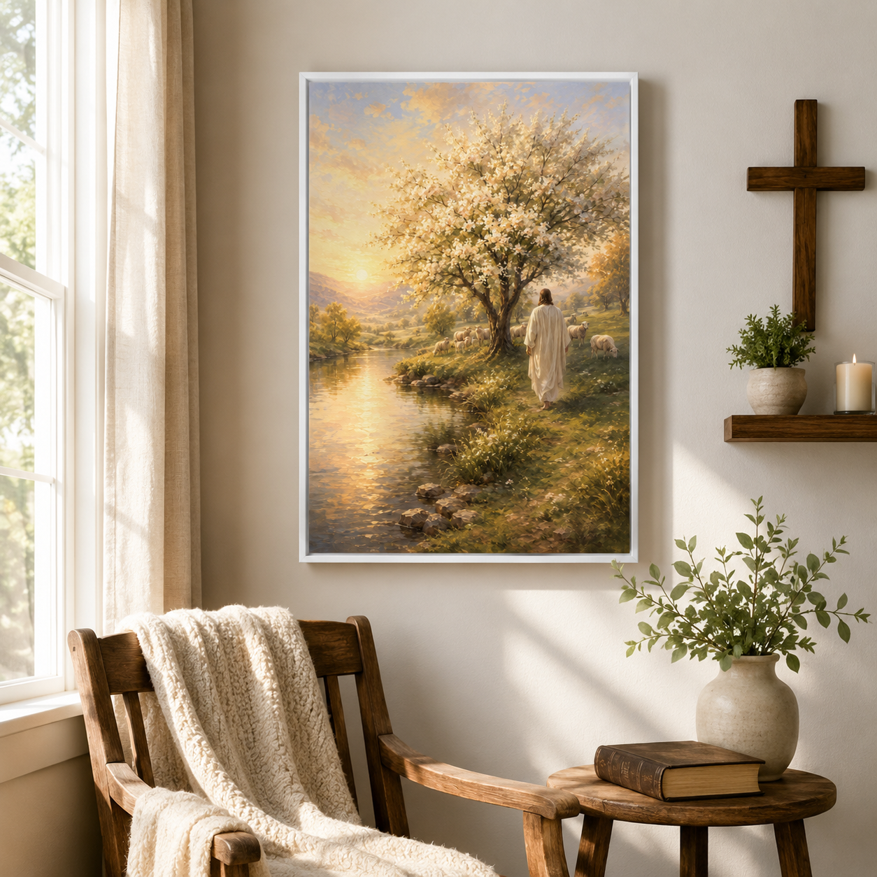 The Good Shepherd Beside Still Waters Canvas Wall Art - Christian Home Decor