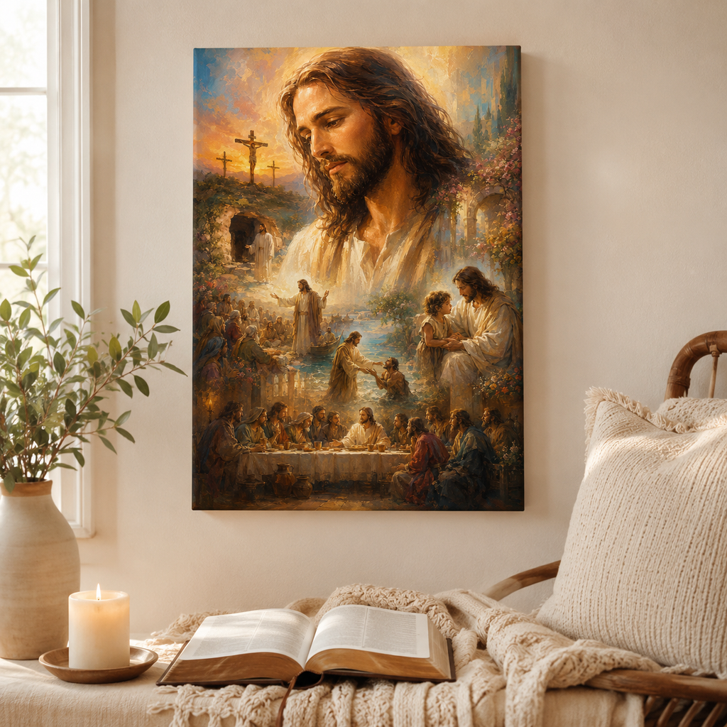 The Life of Christ Montage Canvas Wall Art - Christian Home Decor