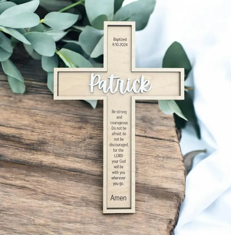 Personalized Baptism Wooden Cross, Baptism Gift
