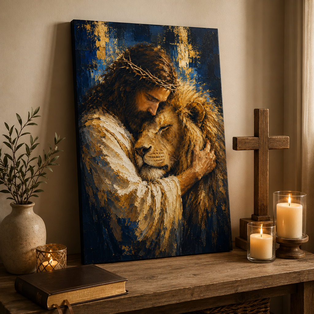 The Majestic Embrace: Premium Lion of Judah Canvas