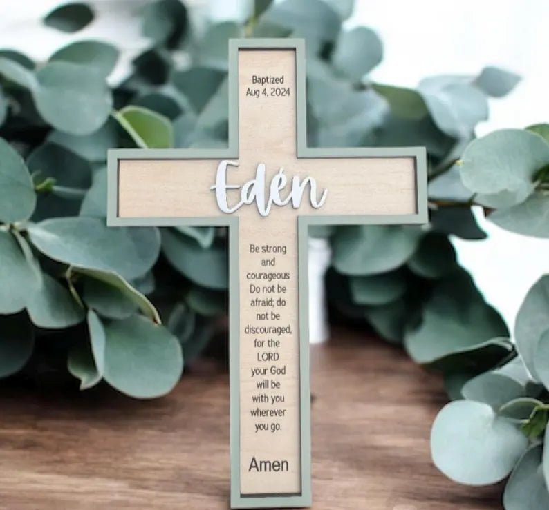 Personalized Baptism Wooden Cross, Baptism Gift