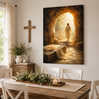 "He is Risen" Jesus Christ Resurrection Canvas Wall Art - Empty Tomb Christian Home Decor