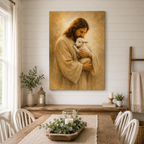 The Good Shepherd Jesus and Lamb Canvas Wall Art - Christian Home Decor