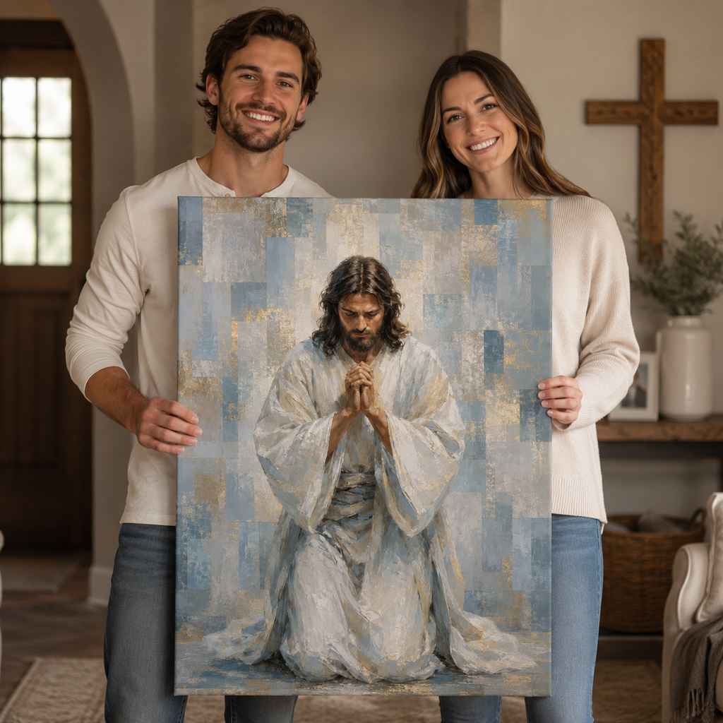 Abstract Praying Jesus - Contemporary Christian Wall Decor
