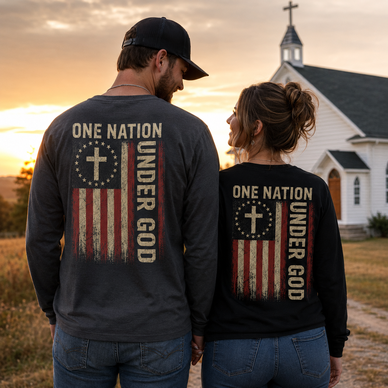 One Nation Under God American Flag Unisex T-shirt, Women's T-shirt, Unisex Long Sleeve, Sweatshirt, Hoodie, Zip Hoodie