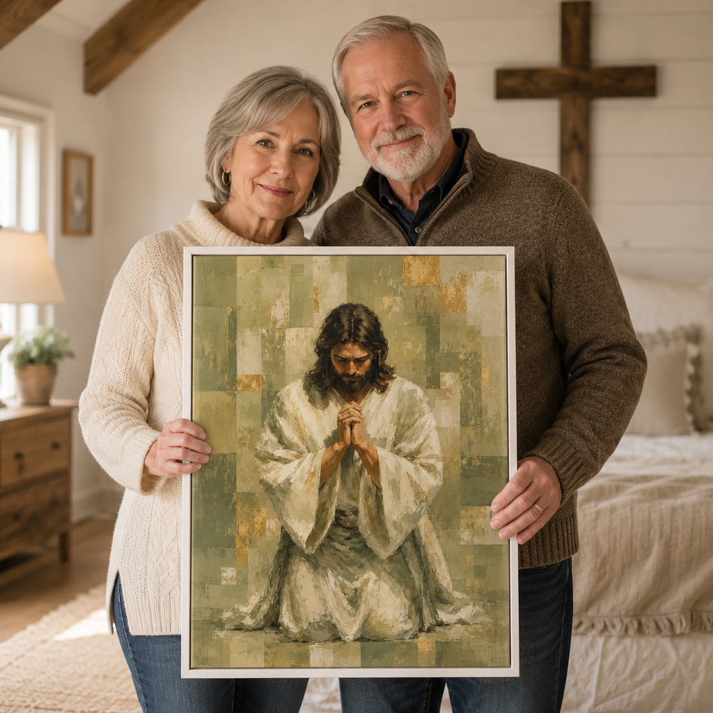 Serenity in Prayer: Premium Earth Tone Jesus Canvas