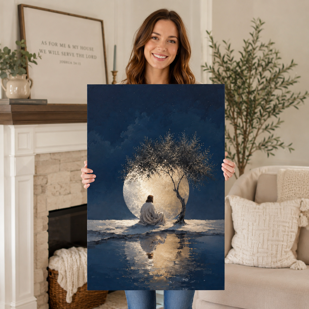 The Midnight Grace: Premium Jesus Moonlight Canvas
