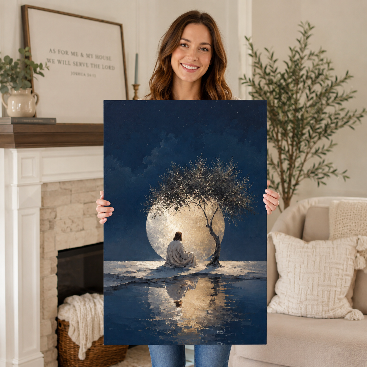 The Midnight Grace: Premium Jesus Moonlight Canvas