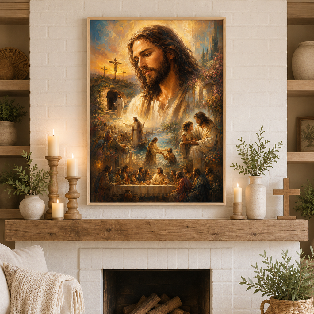The Life of Christ Montage Canvas Wall Art - Christian Home Decor