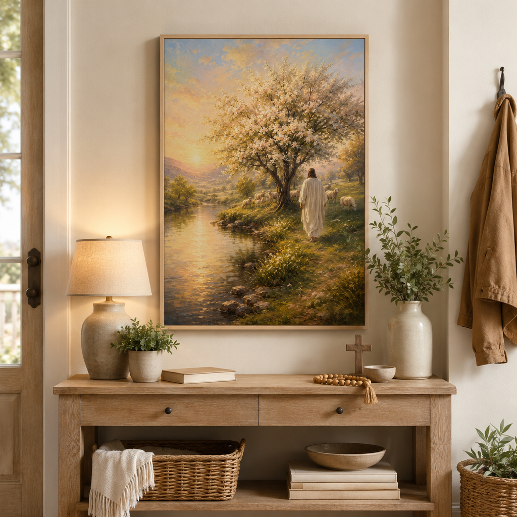 The Good Shepherd Beside Still Waters Canvas Wall Art - Christian Home Decor