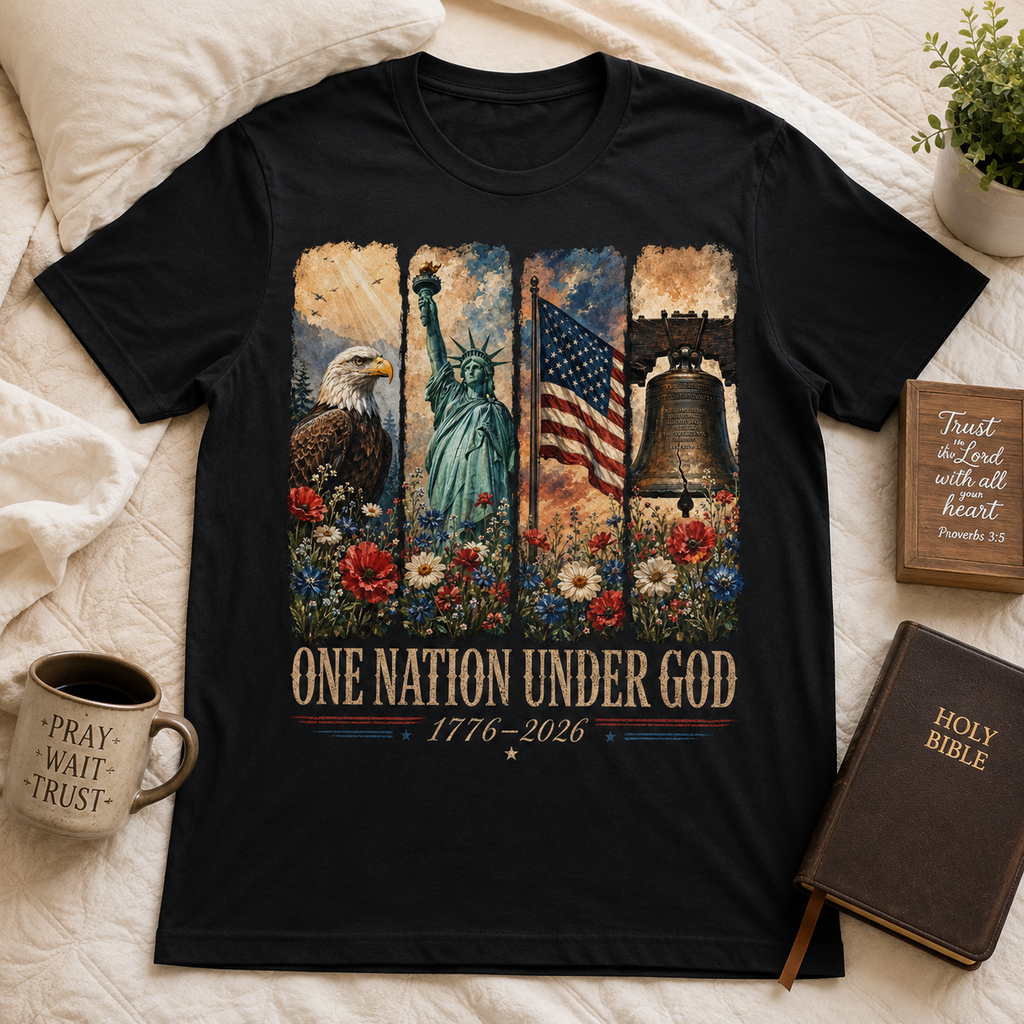 One Nation Under God for 250 Years Unisex T-shirt, Women's T-shirt, Unisex Long Sleeve, Sweatshirt, Hoodie, Zip Hoodie (Copy)