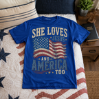 She Loves Jesus And America Too Unisex T-shirt, Women's T-shirt, Unisex Long Sleeve, Sweatshirt, Hoodie, Zip Hoodie