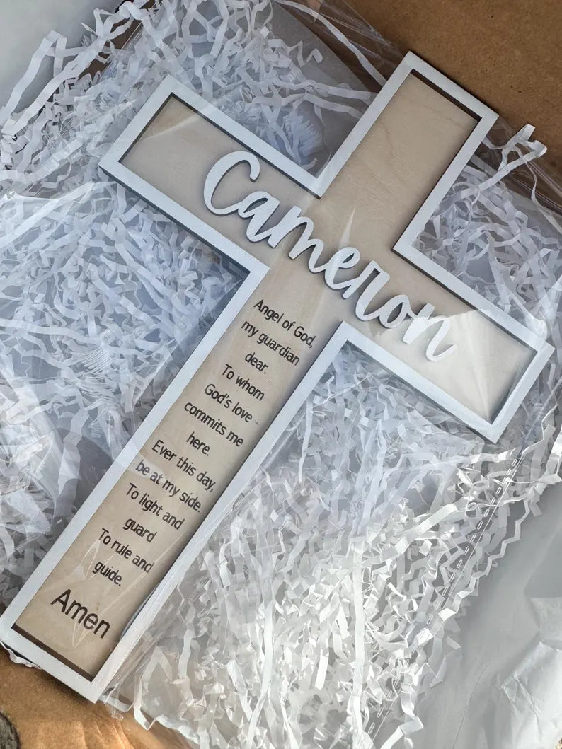 Personalized Baptism Wooden Cross, Baptism Gift