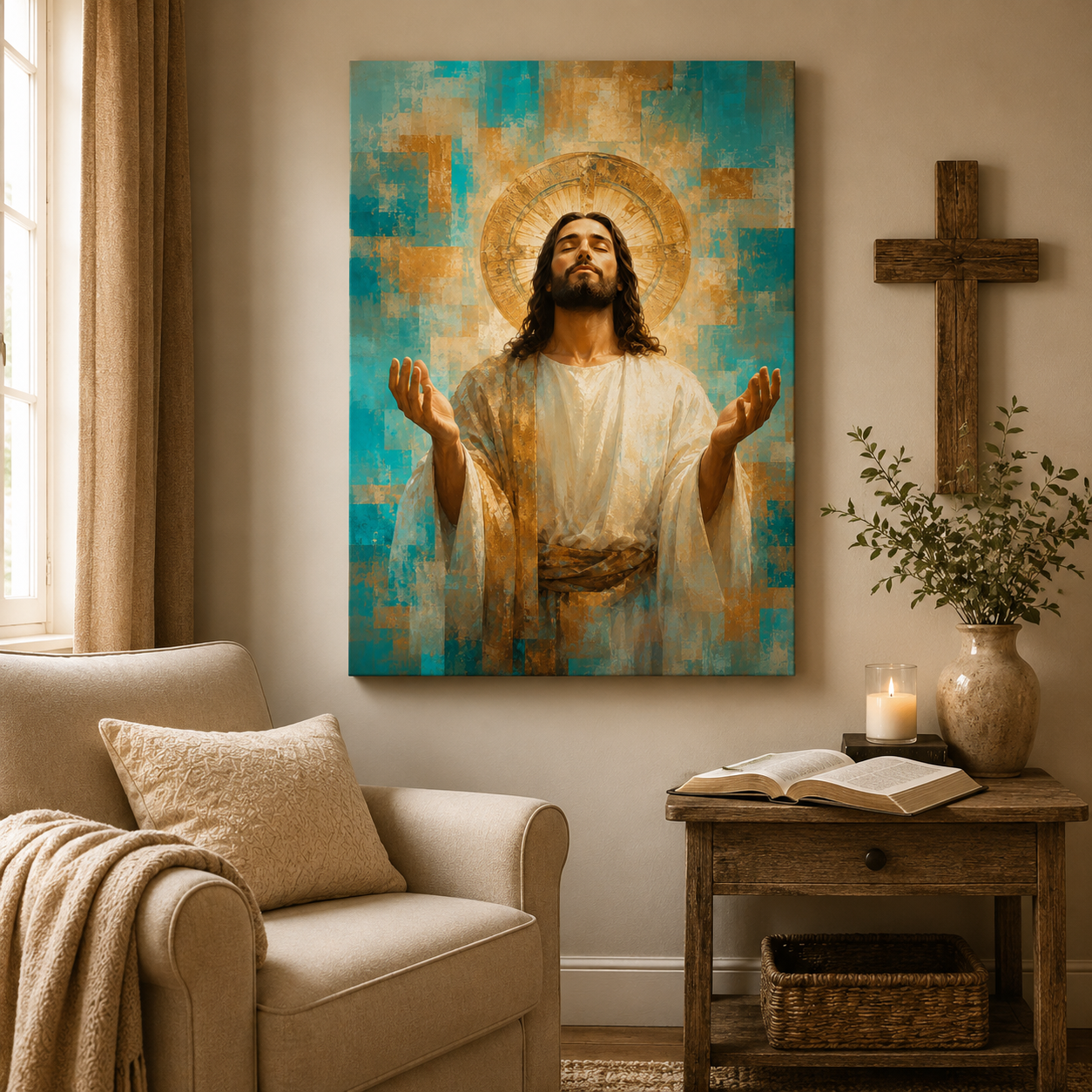 Radiant Grace: High-End Abstract Christian Wall Art