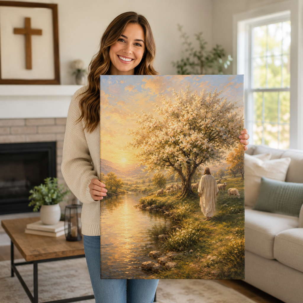 The Good Shepherd Beside Still Waters Canvas Wall Art - Christian Home Decor
