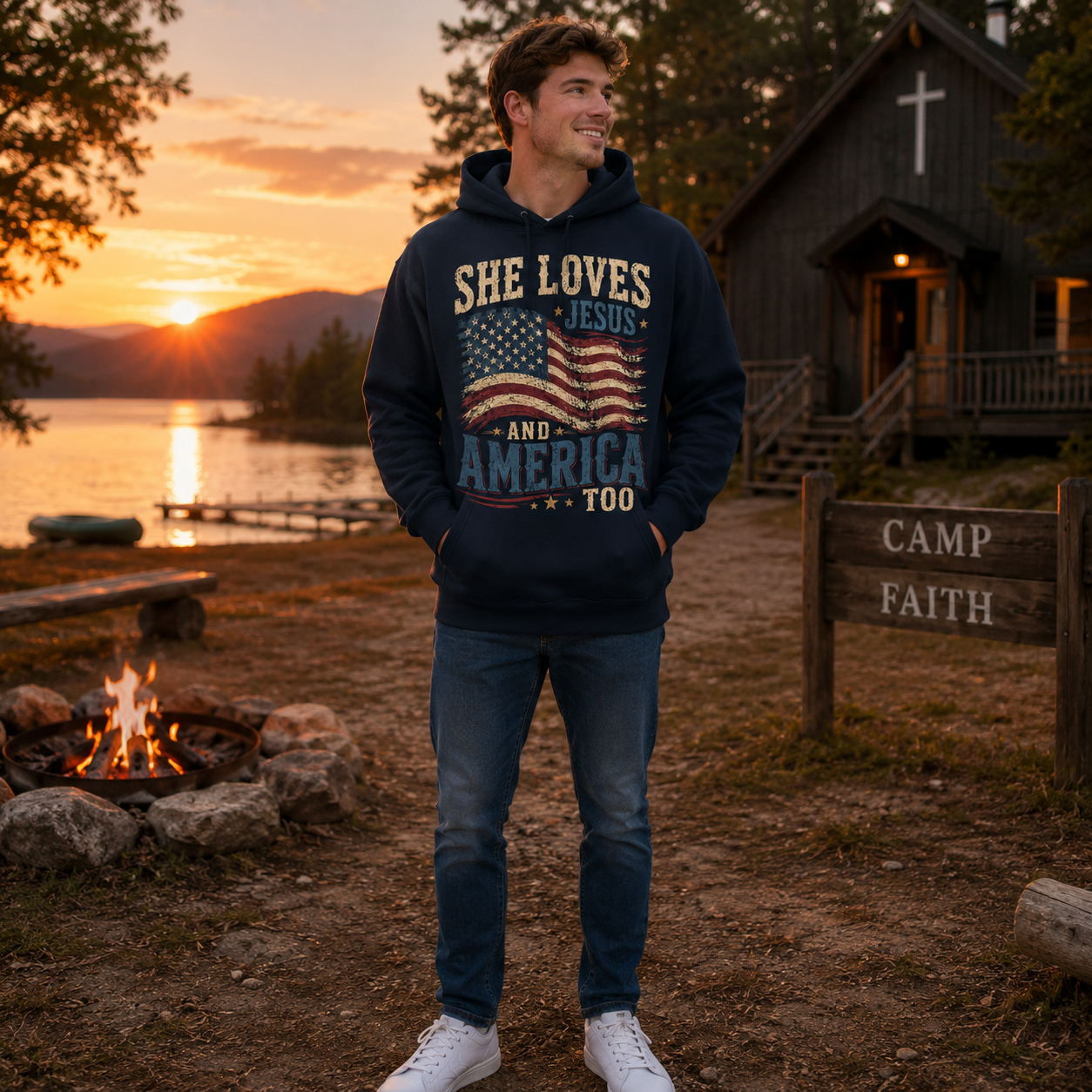 She Loves Jesus And America Too Unisex T-shirt, Women's T-shirt, Unisex Long Sleeve, Sweatshirt, Hoodie, Zip Hoodie