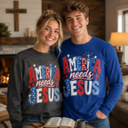 America needs Jesus Unisex T-shirt, Women's T-shirt, Unisex Long Sleeve, Sweatshirt, Hoodie, Zip Hoodie