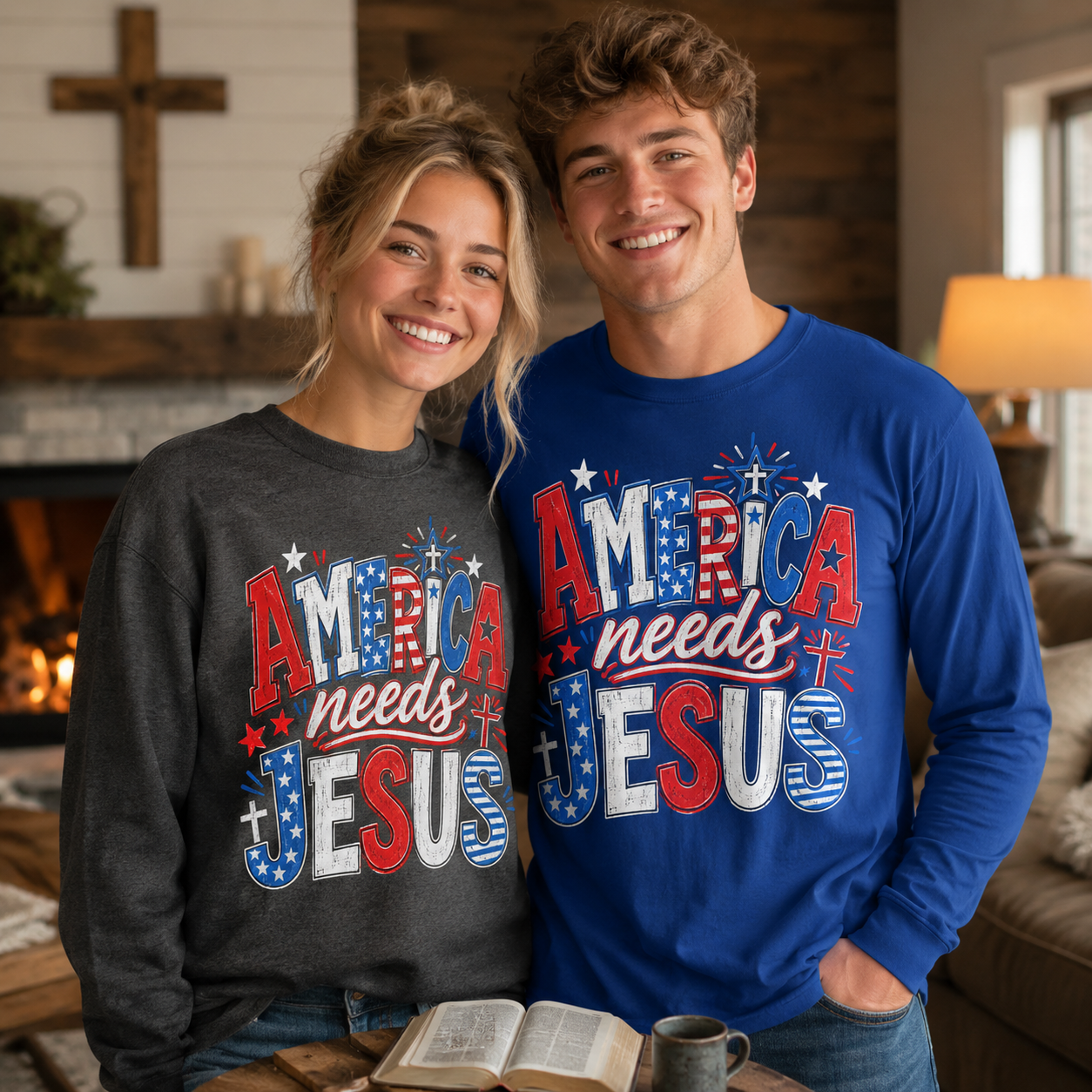 America needs Jesus Unisex T-shirt, Women's T-shirt, Unisex Long Sleeve, Sweatshirt, Hoodie, Zip Hoodie