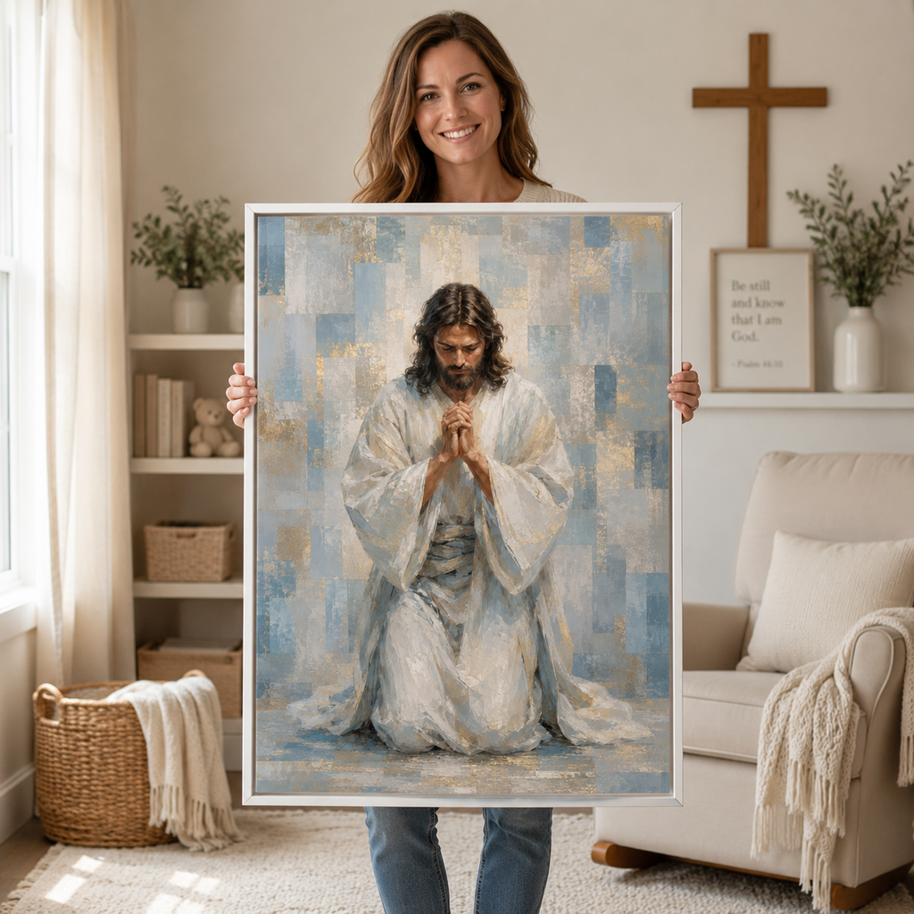 Abstract Praying Jesus - Contemporary Christian Wall Decor