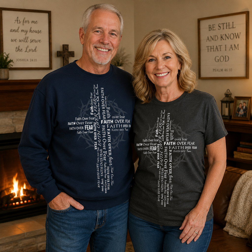 Faith Over Fear Cross Unisex T-shirt, Women's T-shirt, Unisex Long Sleeve, Sweatshirt, Hoodie, Zip Hoodie