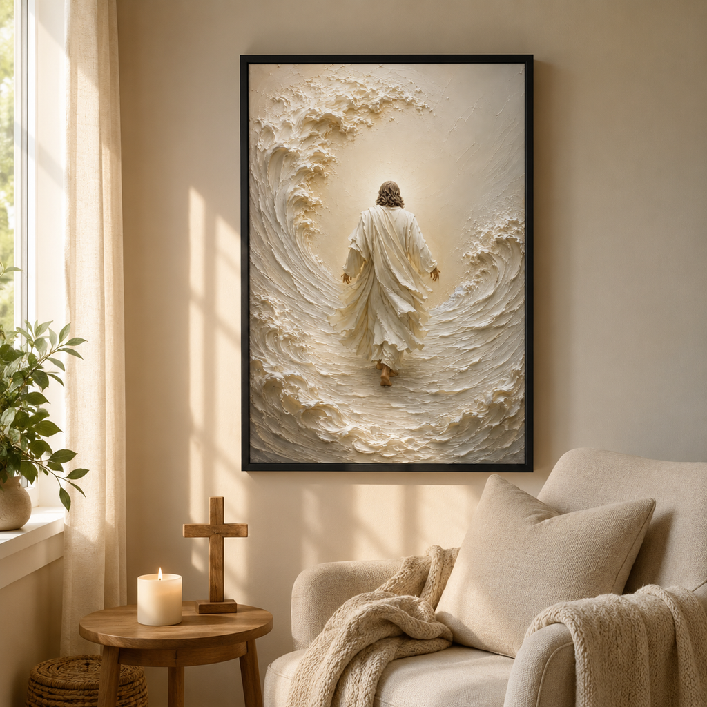 Jesus Calming the Storm Impasto Canvas Print - Modern Farmhouse Religious Art