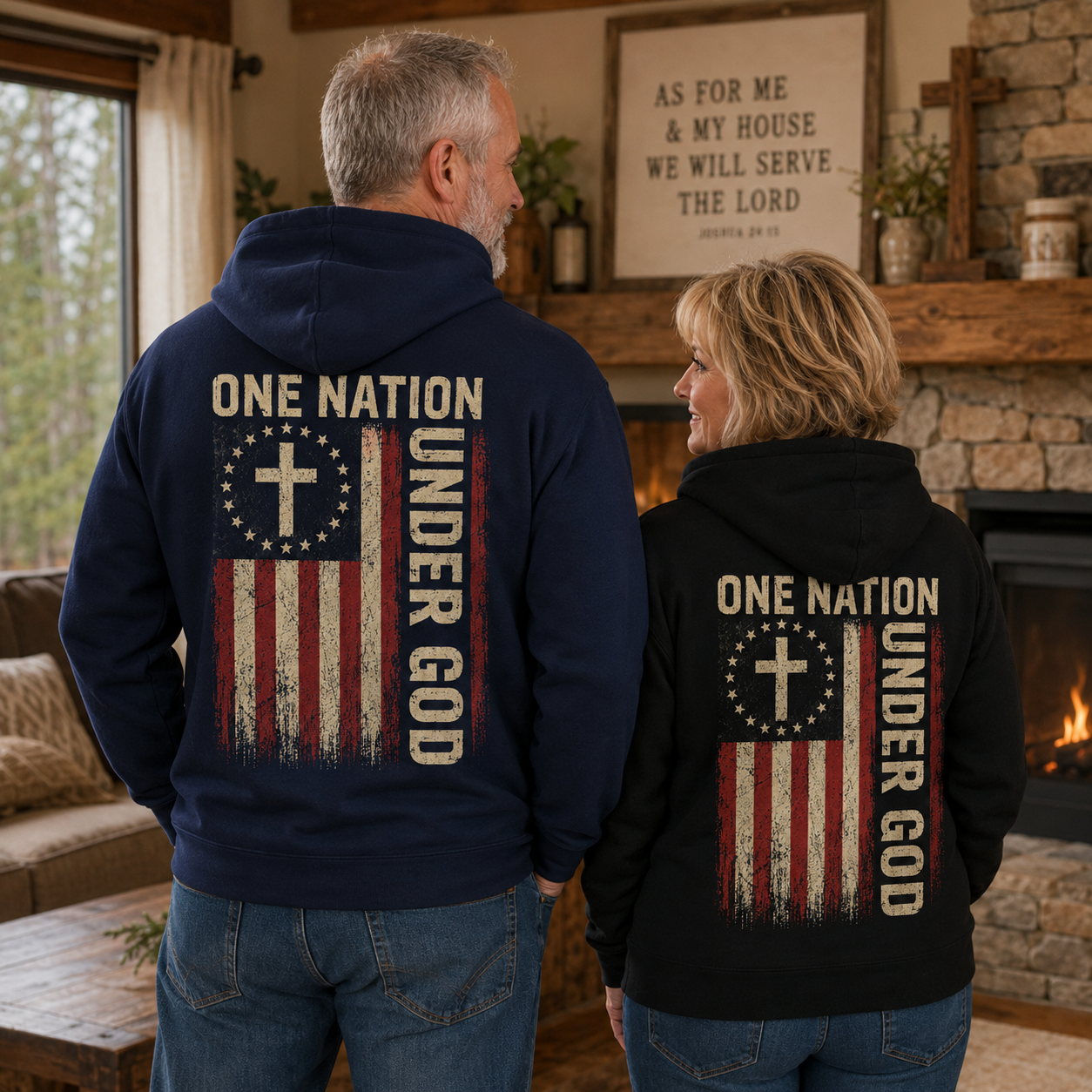 One Nation Under God American Flag Unisex T-shirt, Women's T-shirt, Unisex Long Sleeve, Sweatshirt, Hoodie, Zip Hoodie