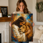 Strength & Grace: High-End Jesus and Lion Wall Art