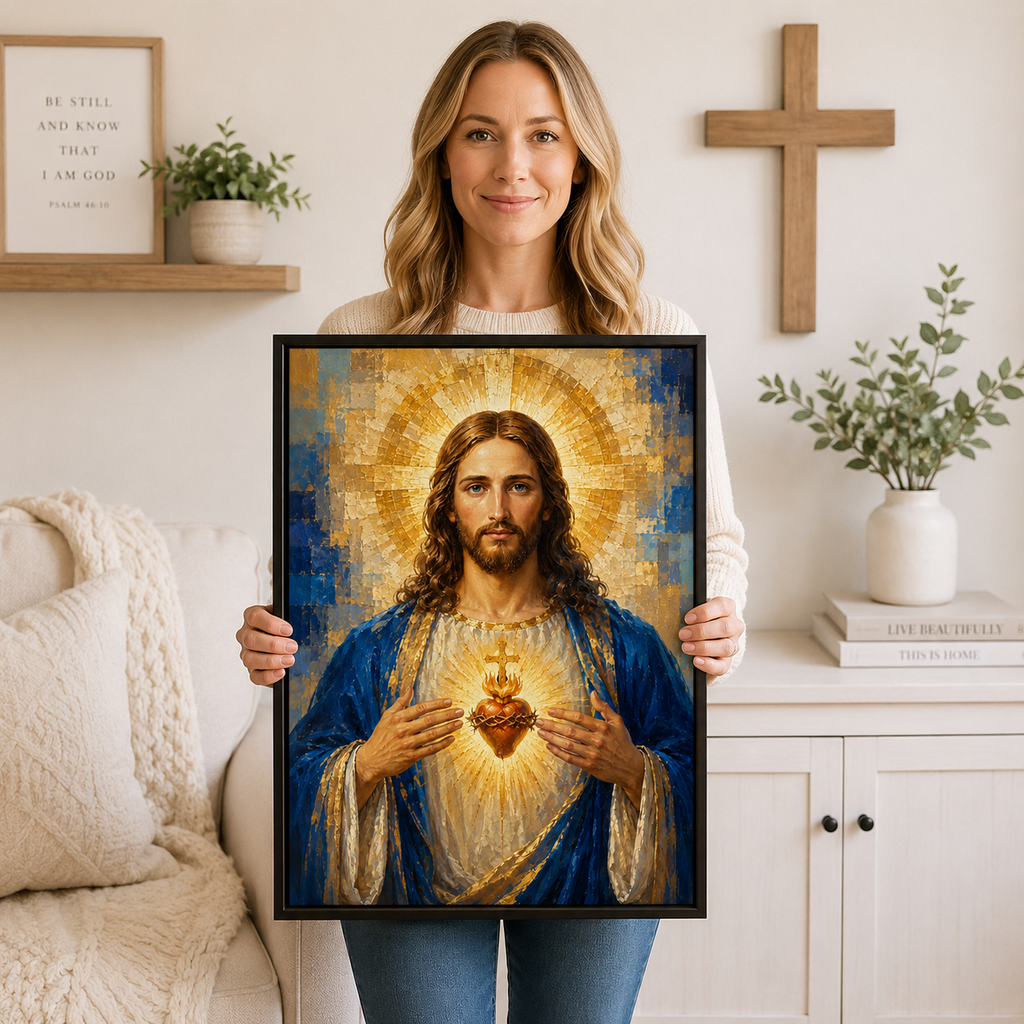 Sacred Heart of Jesus Canvas Wall Art | Premium Catholic Home Decor
