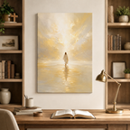 Abstract "Into the Light" Jesus Canvas Wall Art - Golden Christian Home Decor
