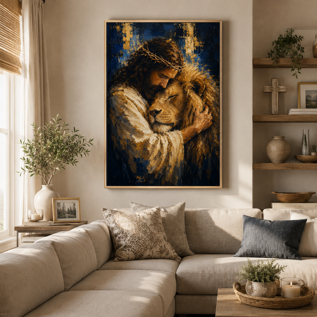 The Majestic Embrace: Premium Lion of Judah Canvas