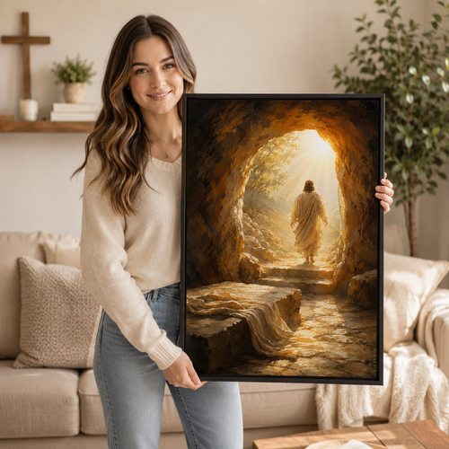 "He is Risen" Jesus Christ Resurrection Canvas Wall Art - Empty Tomb Christian Home Decor