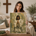 Serenity in Prayer: Premium Earth Tone Jesus Canvas