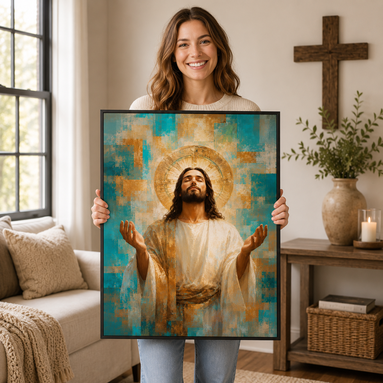 Radiant Grace: High-End Abstract Christian Wall Art