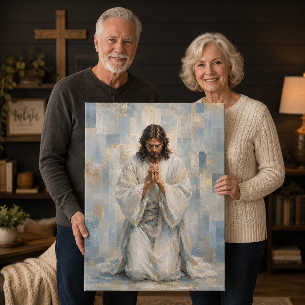 Abstract Praying Jesus - Contemporary Christian Wall Decor