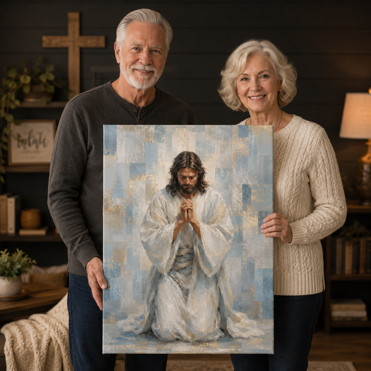 Abstract Praying Jesus - Contemporary Christian Wall Decor
