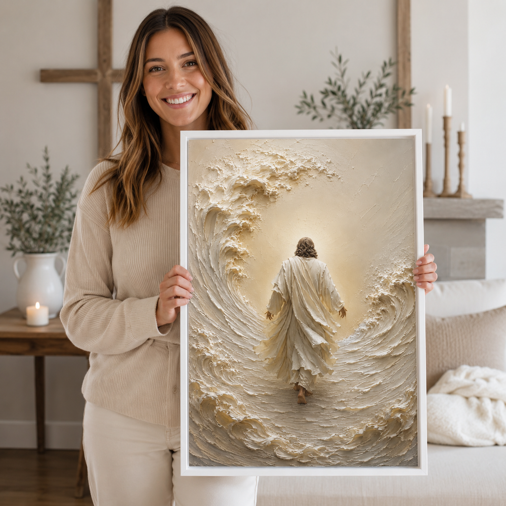 Jesus Calming the Storm Impasto Canvas Print - Modern Farmhouse Religious Art