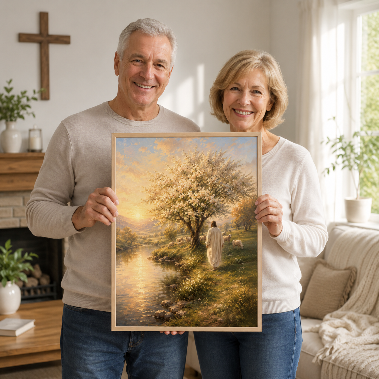 The Good Shepherd Beside Still Waters Canvas Wall Art - Christian Home Decor