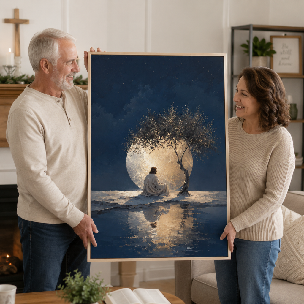 The Midnight Grace: Premium Jesus Moonlight Canvas