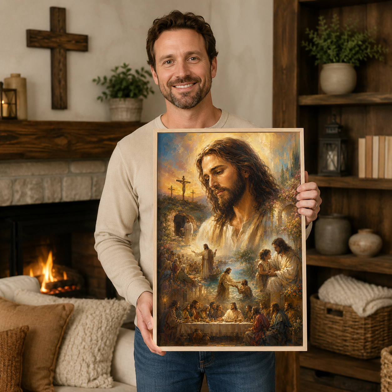The Life of Christ Montage Canvas Wall Art - Christian Home Decor