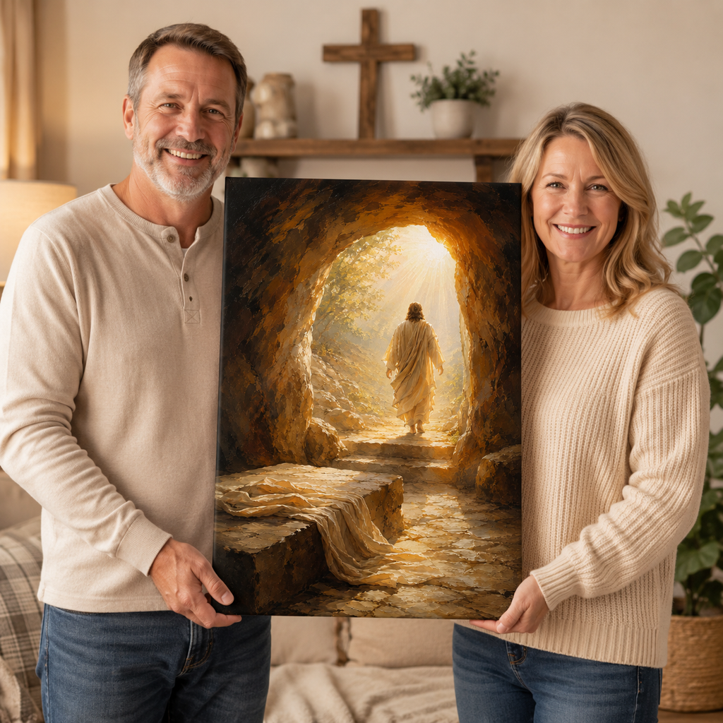 "He is Risen" Jesus Christ Resurrection Canvas Wall Art - Empty Tomb Christian Home Decor
