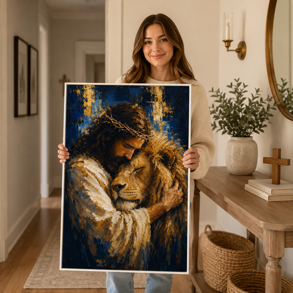 The Majestic Embrace: Premium Lion of Judah Canvas
