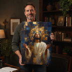Radiant Glory: Modern Abstract Jesus Canvas Print