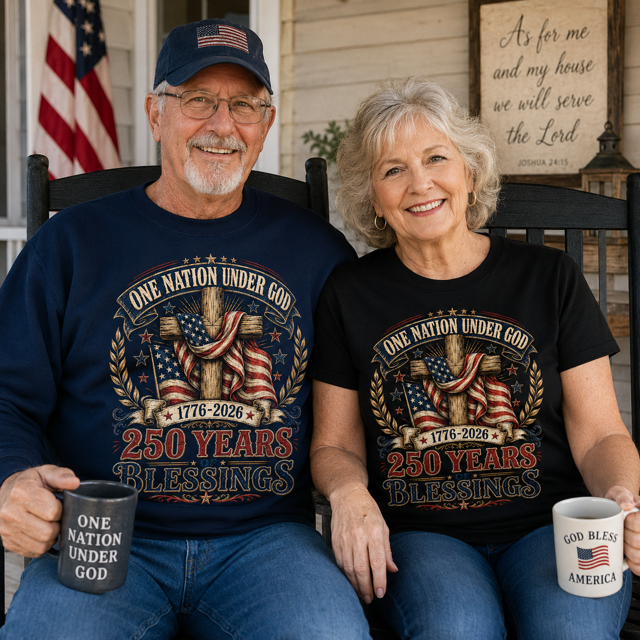 One Nation Under God 250 Years Blessings Unisex T-shirt, Women's T-shirt, Unisex Long Sleeve, Sweatshirt, Hoodie, Zip Hoodie