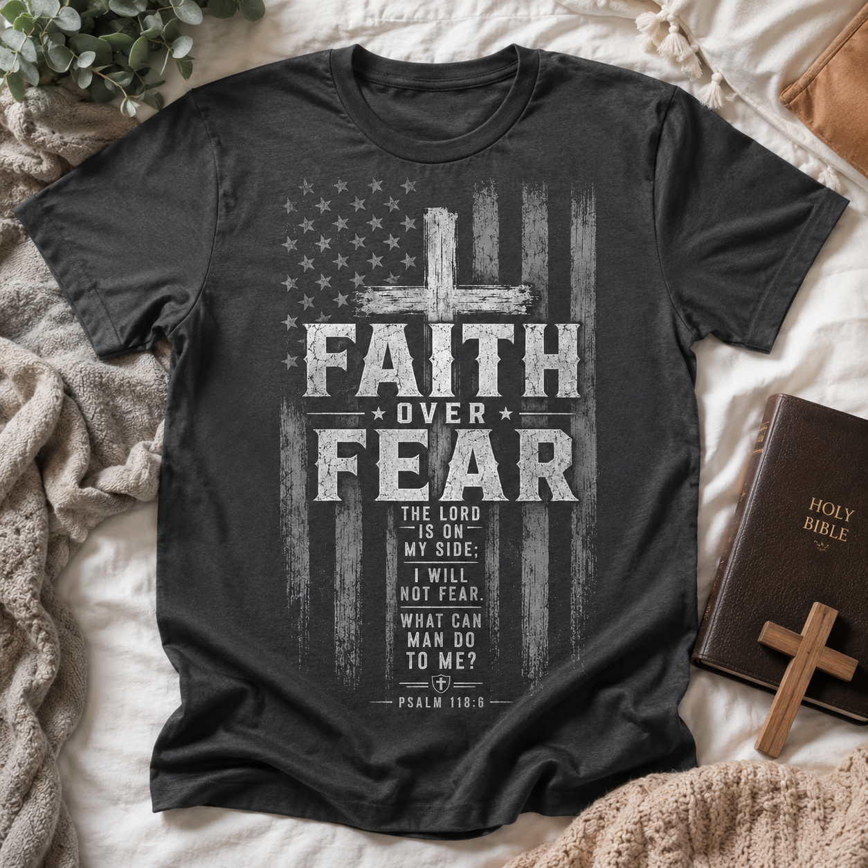 Faith Over Fear American Flag Unisex T-shirt, Women's T-shirt, Unisex Long Sleeve, Sweatshirt, Hoodie, Zip Hoodie