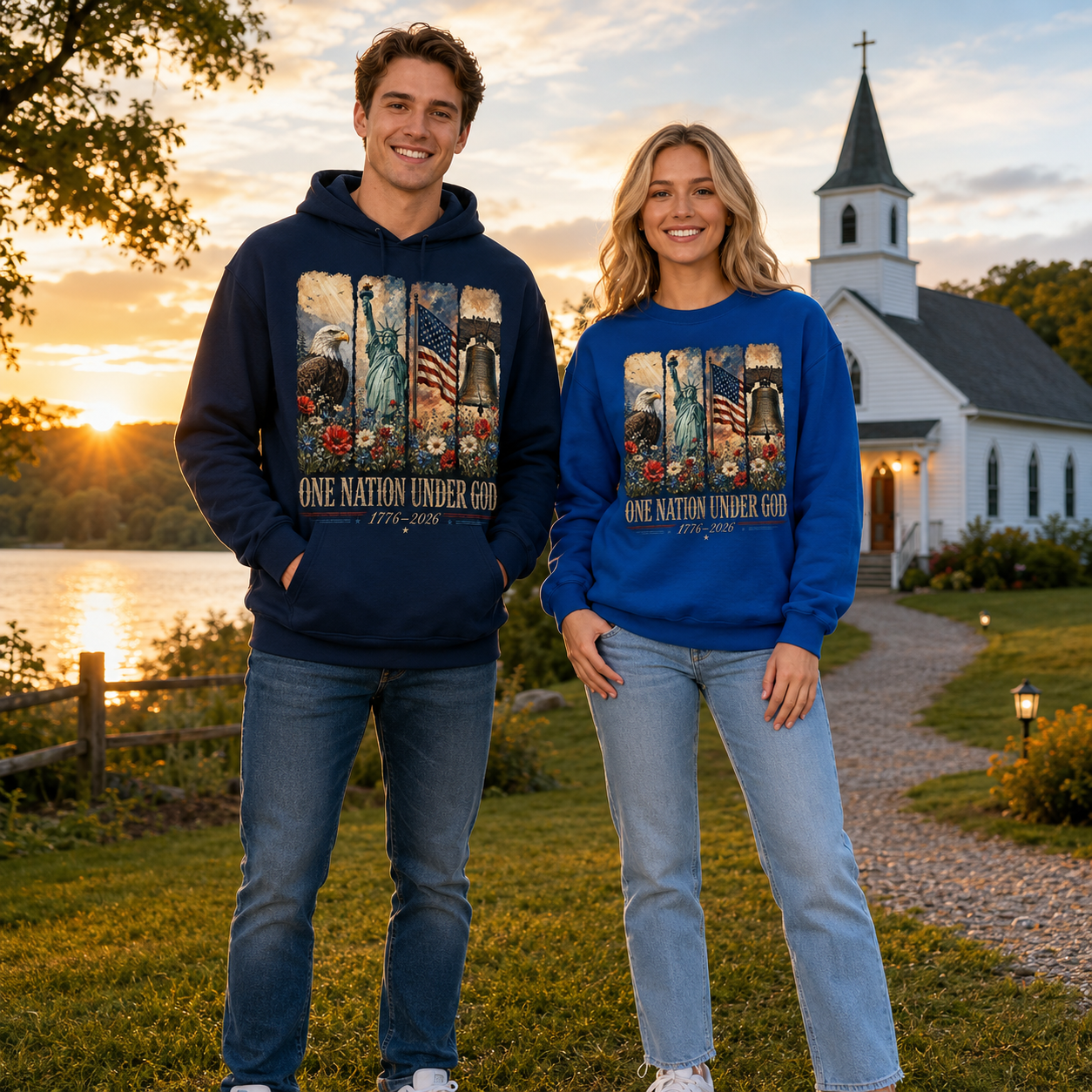 One Nation Under God for 250 Years Unisex T-shirt, Women's T-shirt, Unisex Long Sleeve, Sweatshirt, Hoodie, Zip Hoodie (Copy)