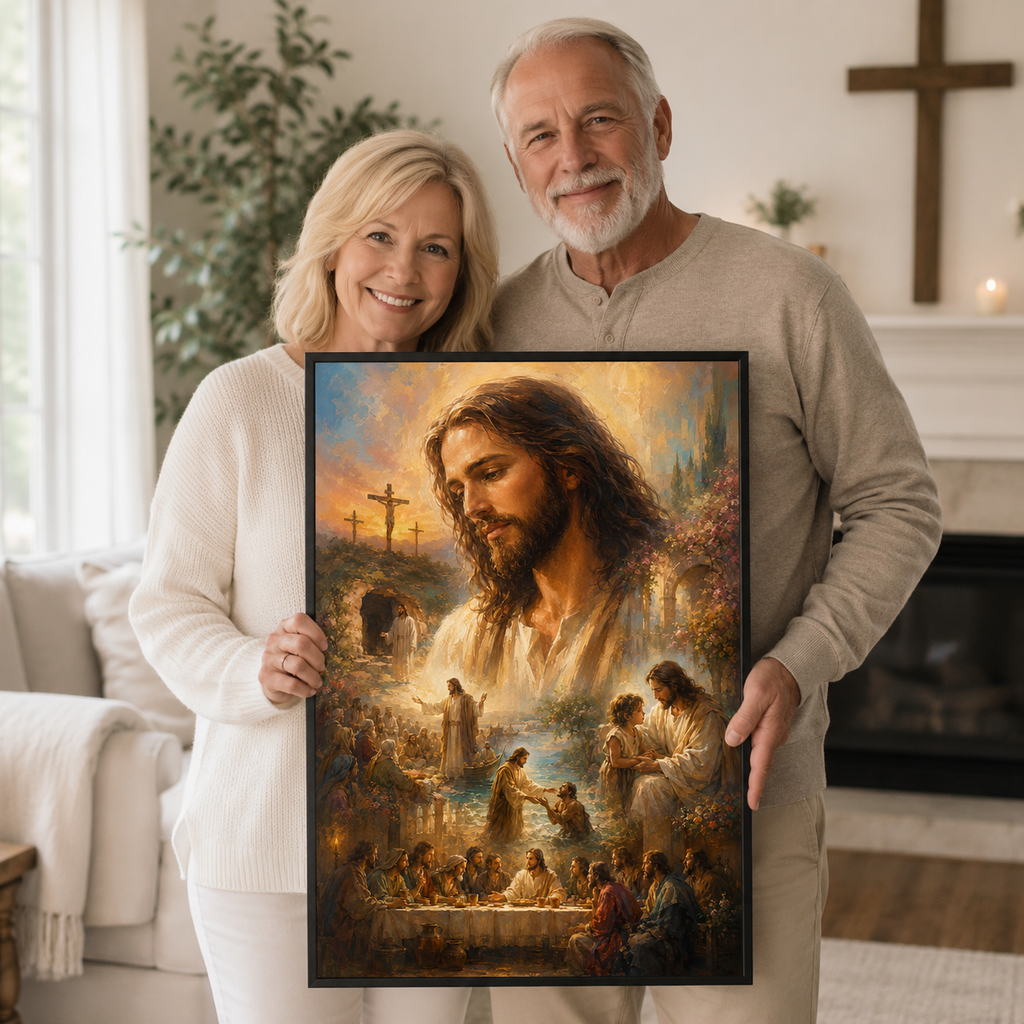 The Life of Christ Montage Canvas Wall Art - Christian Home Decor