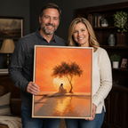 The Glowing Dawn: Premium Jesus Landscape Canvas